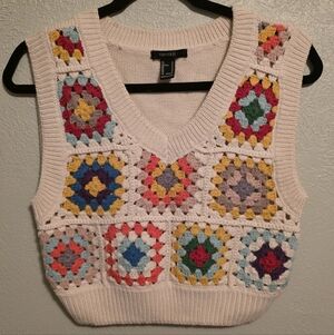 Forever 21 Multicolor Crochet Vest